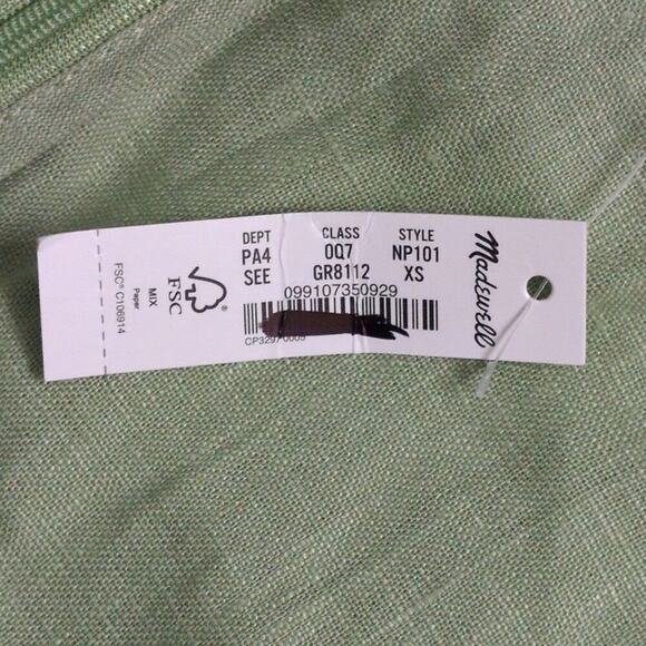 Madewell Green Sleeveless V Neck Zip Back Linen Dress Style NP101 Size XS - Picture 10 of 11